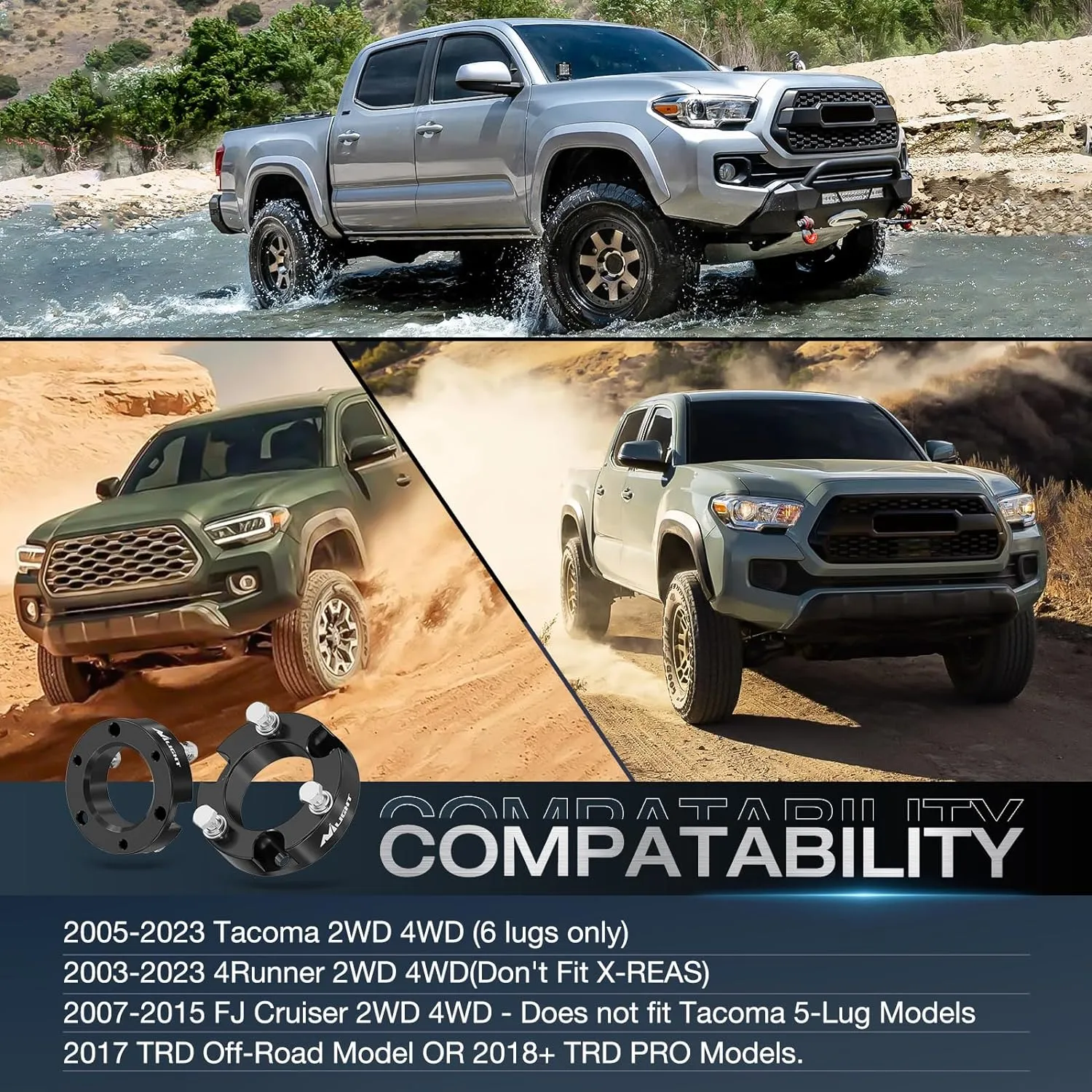 2.5 Inch Leveling Lift Kits for 2005-2023 Toyota Tacoma/2003-2023 4Runner/2007-2015 FJ Cruiser 2WD 4WD 2004-2023