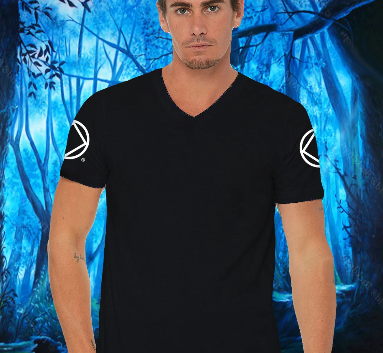 Black V-neck Tee With Design Options