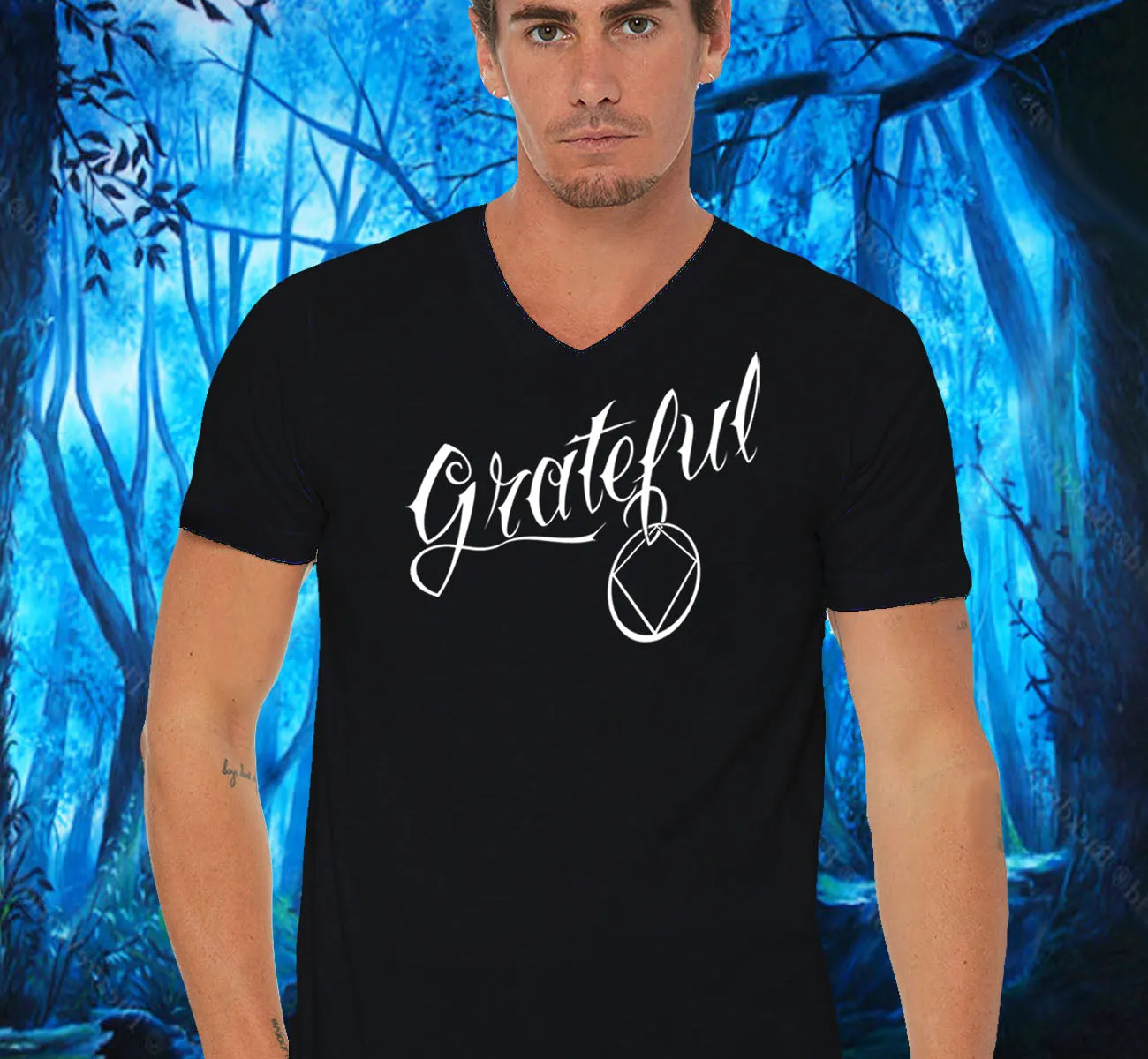 Black V-neck Tee With Design Options