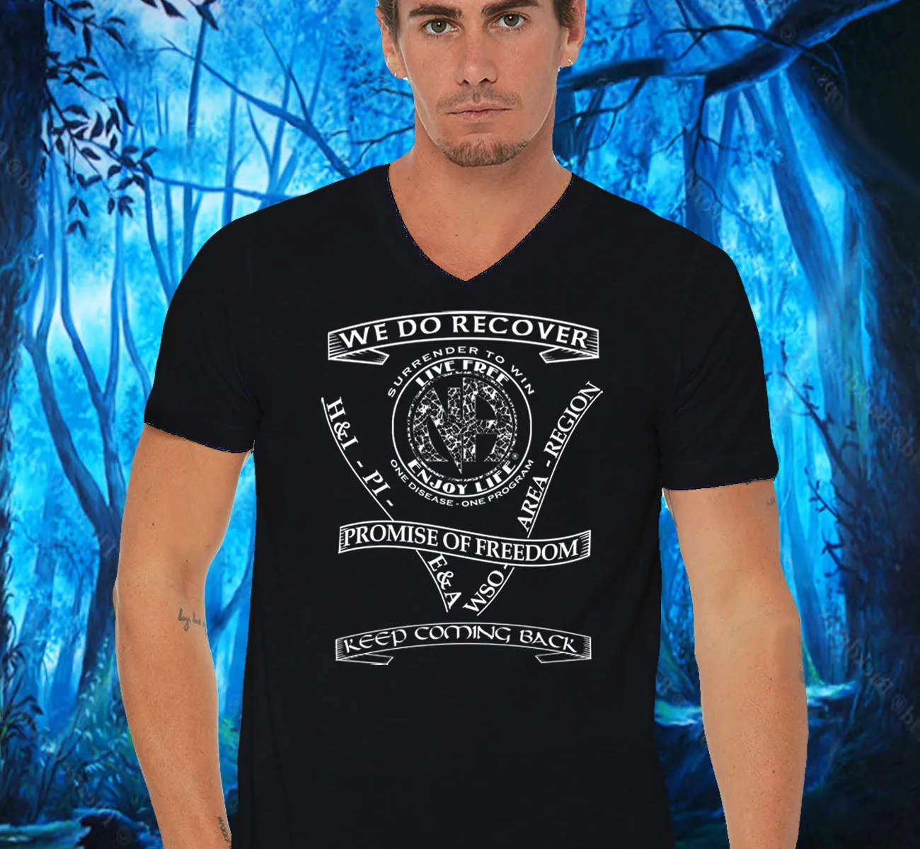 Black V-neck Tee With Design Options