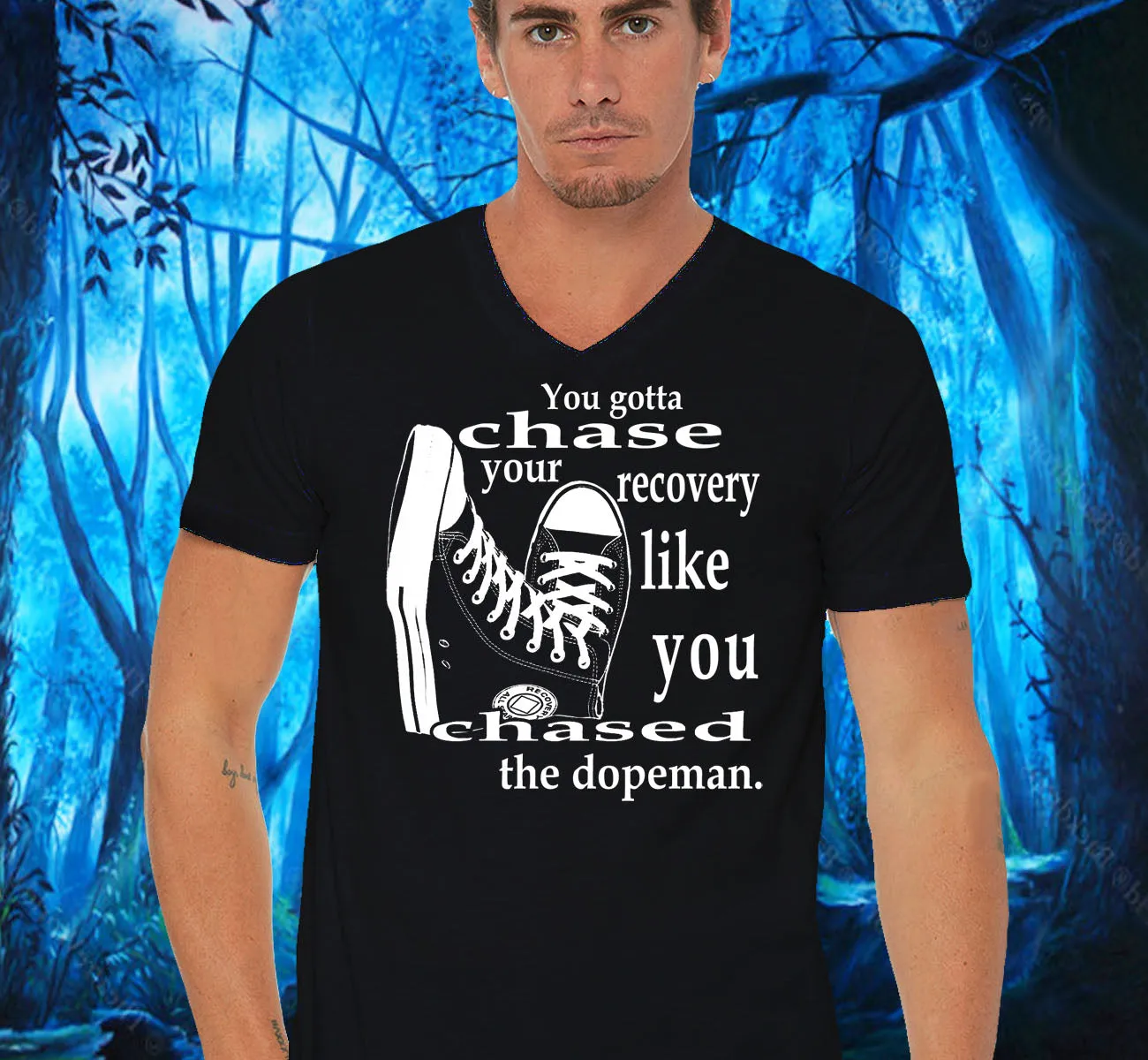 Black V-neck Tee With Design Options