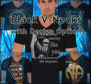 Black V-neck Tee With Design Options