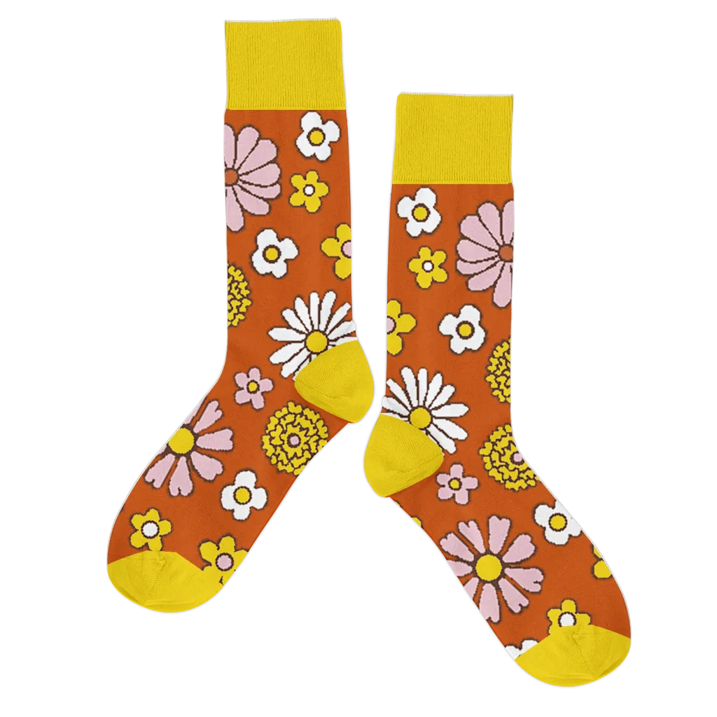 Crew Length Tube Socks - FLOWER POWER