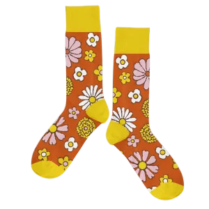 Crew Length Tube Socks - FLOWER POWER