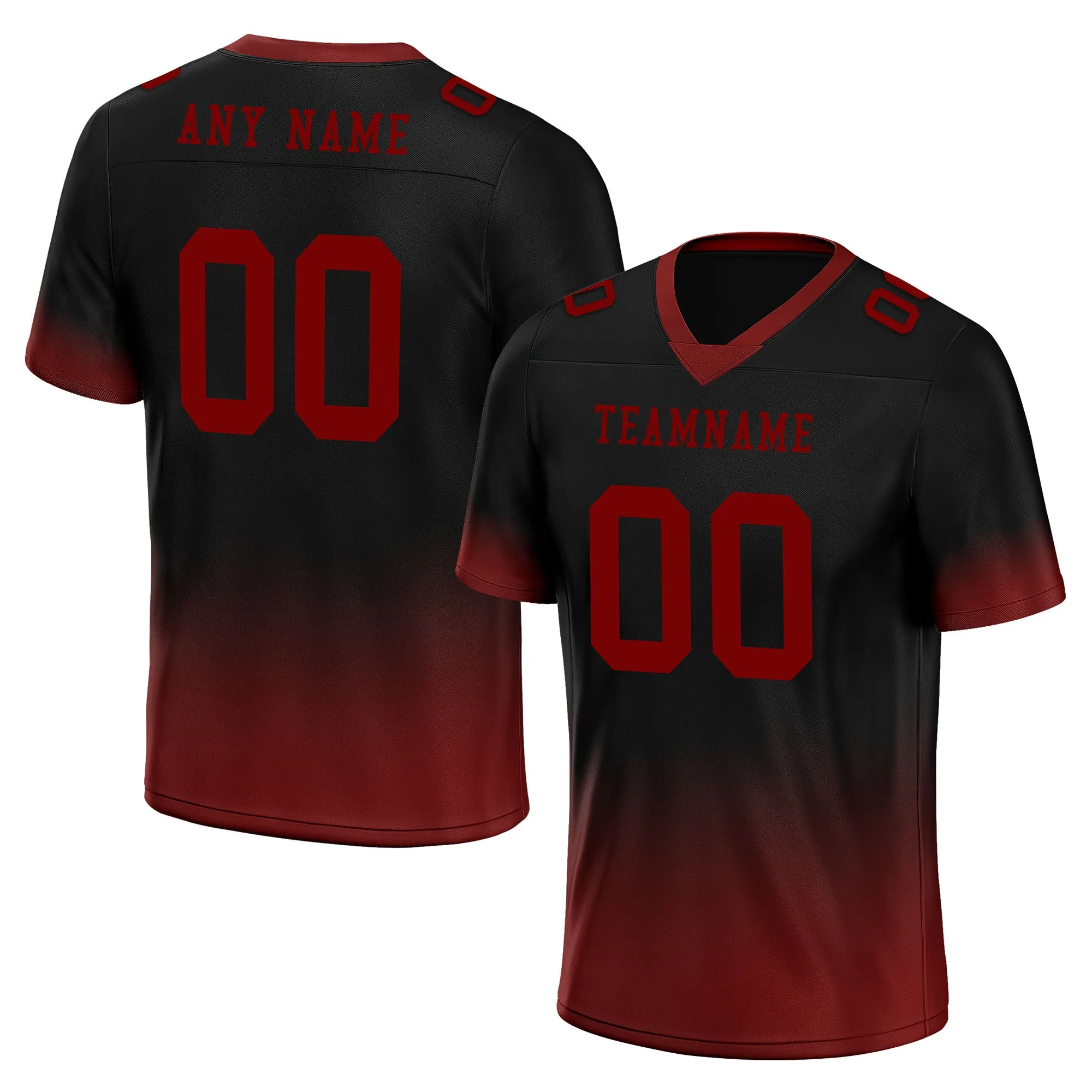Custom Black Red Fade Fashion Personalized Authentic Football Jersey FBJ02-D06082