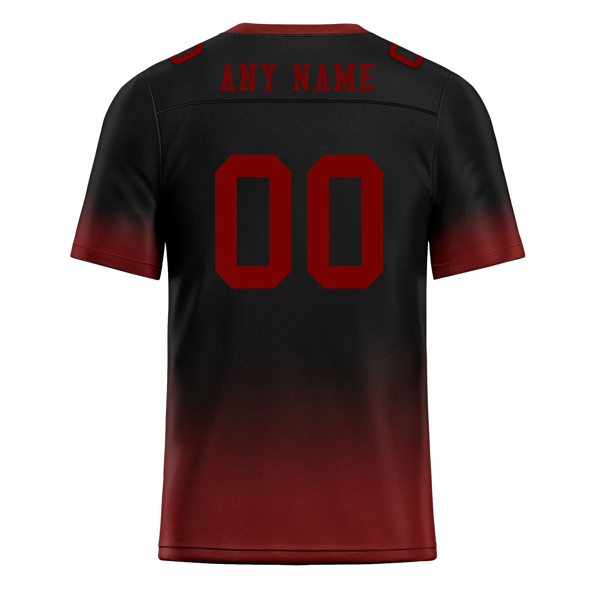 Custom Black Red Fade Fashion Personalized Authentic Football Jersey FBJ02-D06082