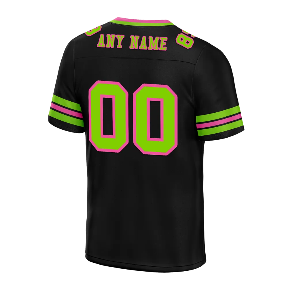 Custom Black Sleeve Stripes Green Personalized Authentic Football Jersey FBJ02-bc0f0fb