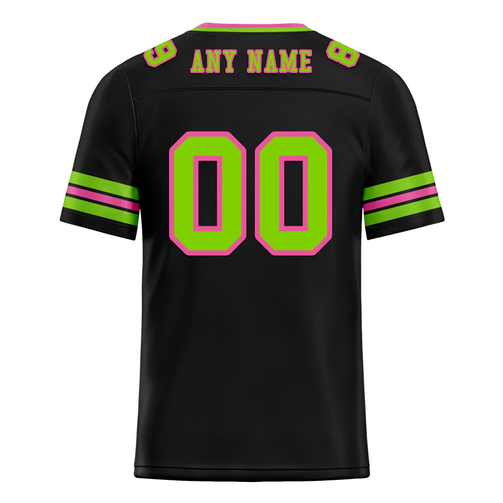 Custom Black Sleeve Stripes Green Personalized Authentic Football Jersey FBJ02-bc0f0fb