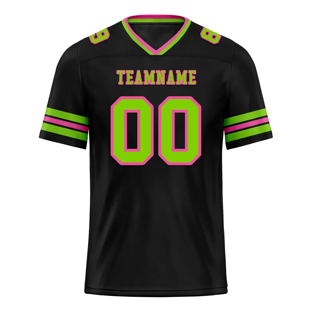 Custom Black Sleeve Stripes Green Personalized Authentic Football Jersey FBJ02-bc0f0fb