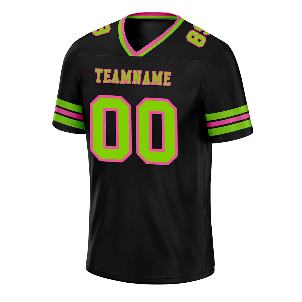 Custom Black Sleeve Stripes Green Personalized Authentic Football Jersey FBJ02-bc0f0fb