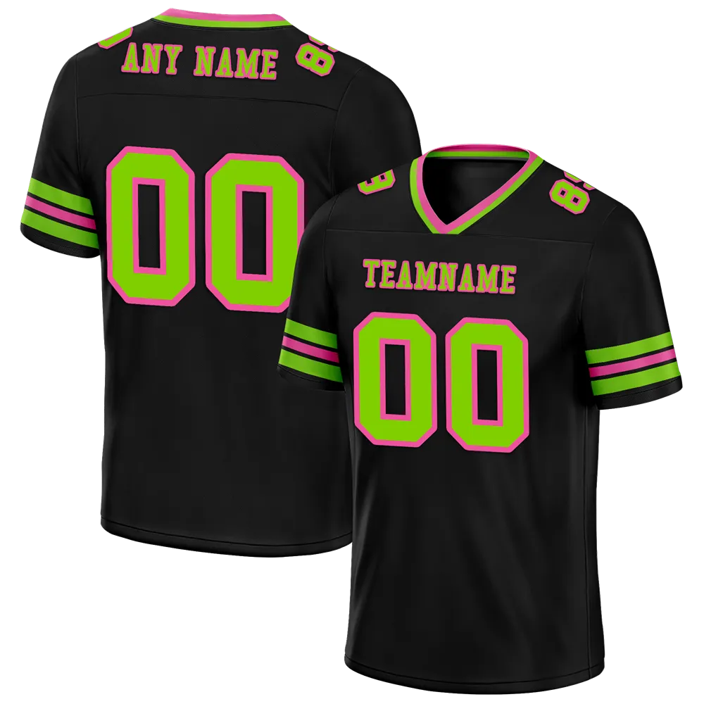 Custom Black Sleeve Stripes Green Personalized Authentic Football Jersey FBJ02-bc0f0fb