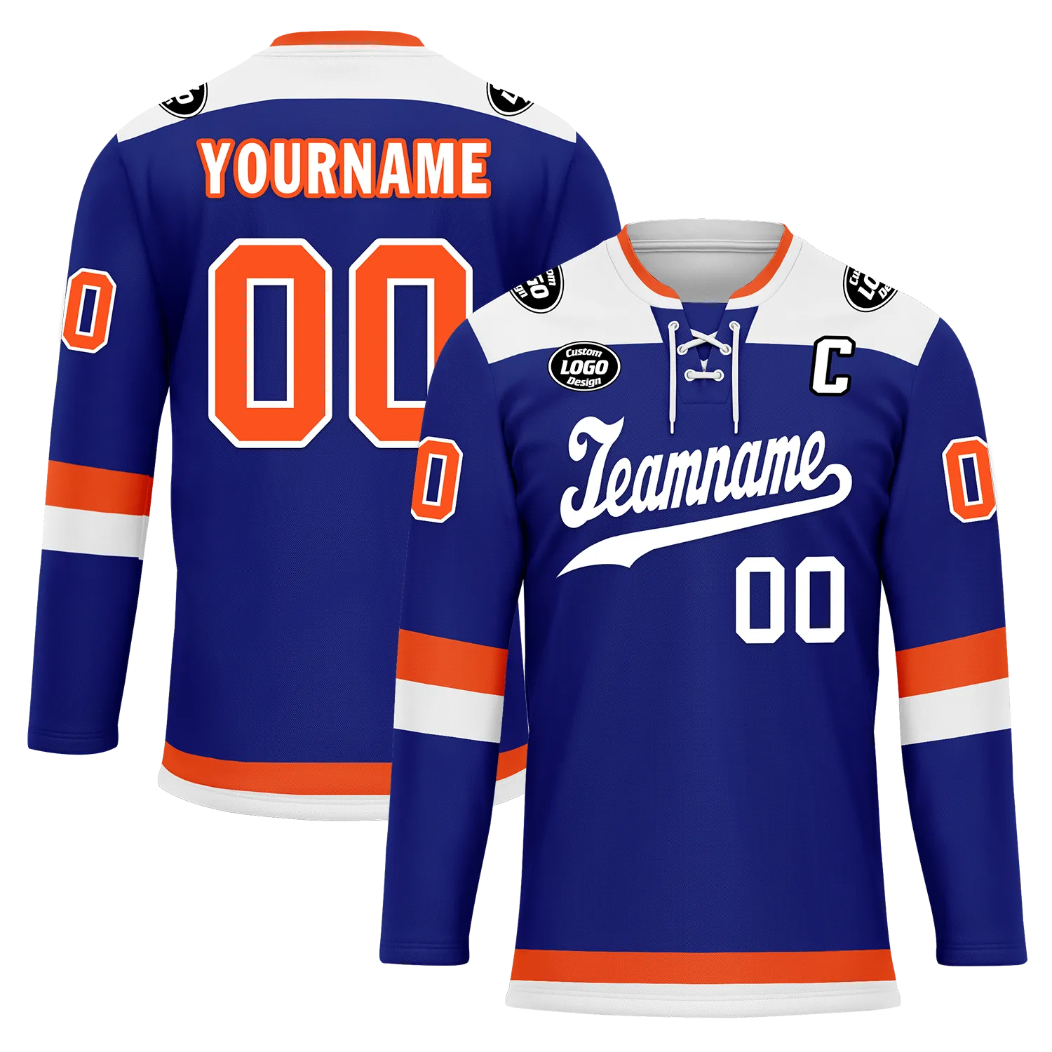 Custom Blue Orange Personalized Hockey Jersey HCKJ01-D0a700f
