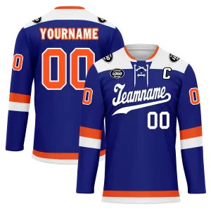 Custom Blue Orange Personalized Hockey Jersey HCKJ01-D0a700f