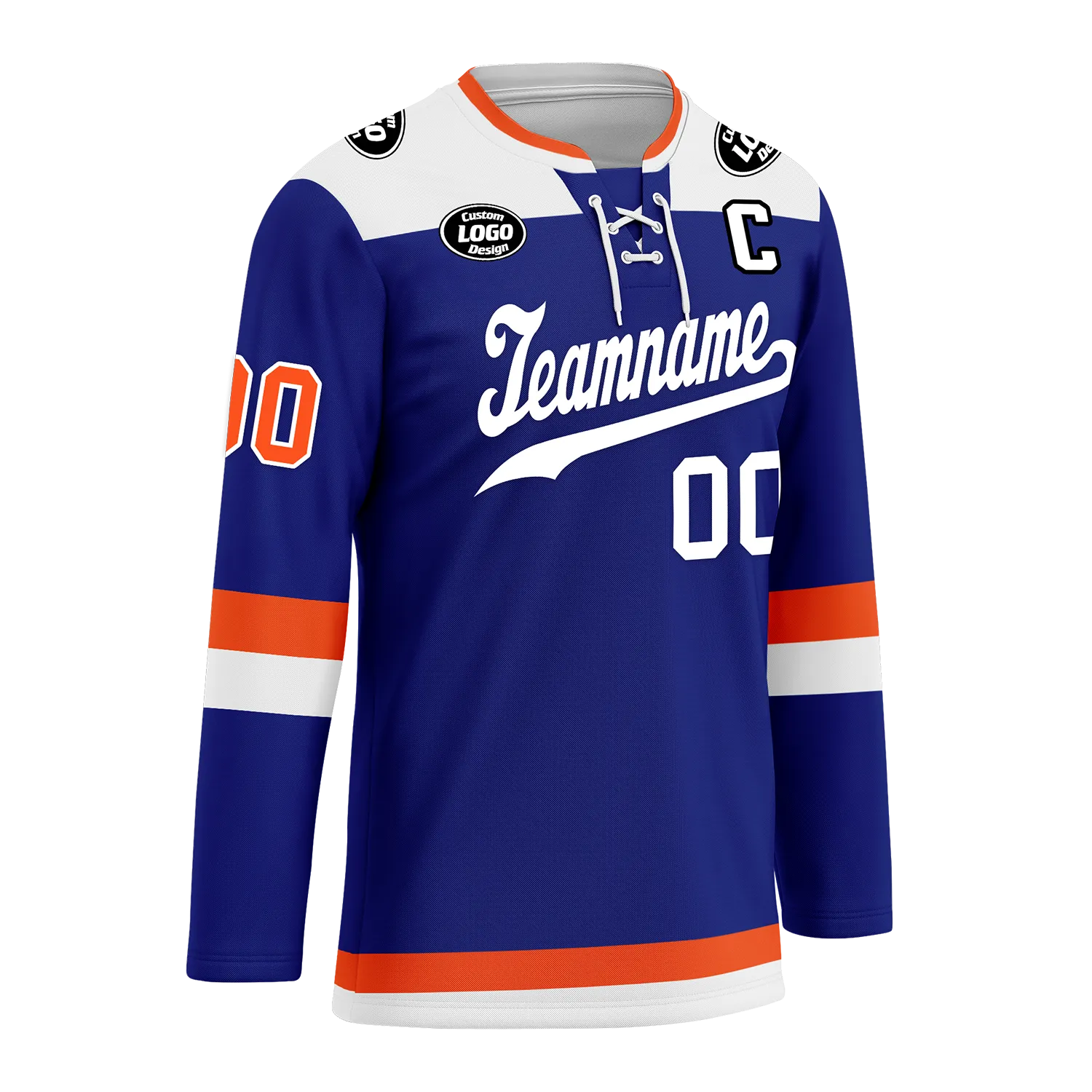 Custom Blue Orange Personalized Hockey Jersey HCKJ01-D0a700f