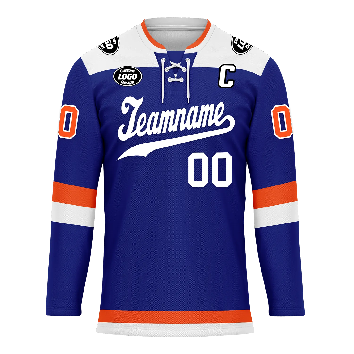 Custom Blue Orange Personalized Hockey Jersey HCKJ01-D0a700f