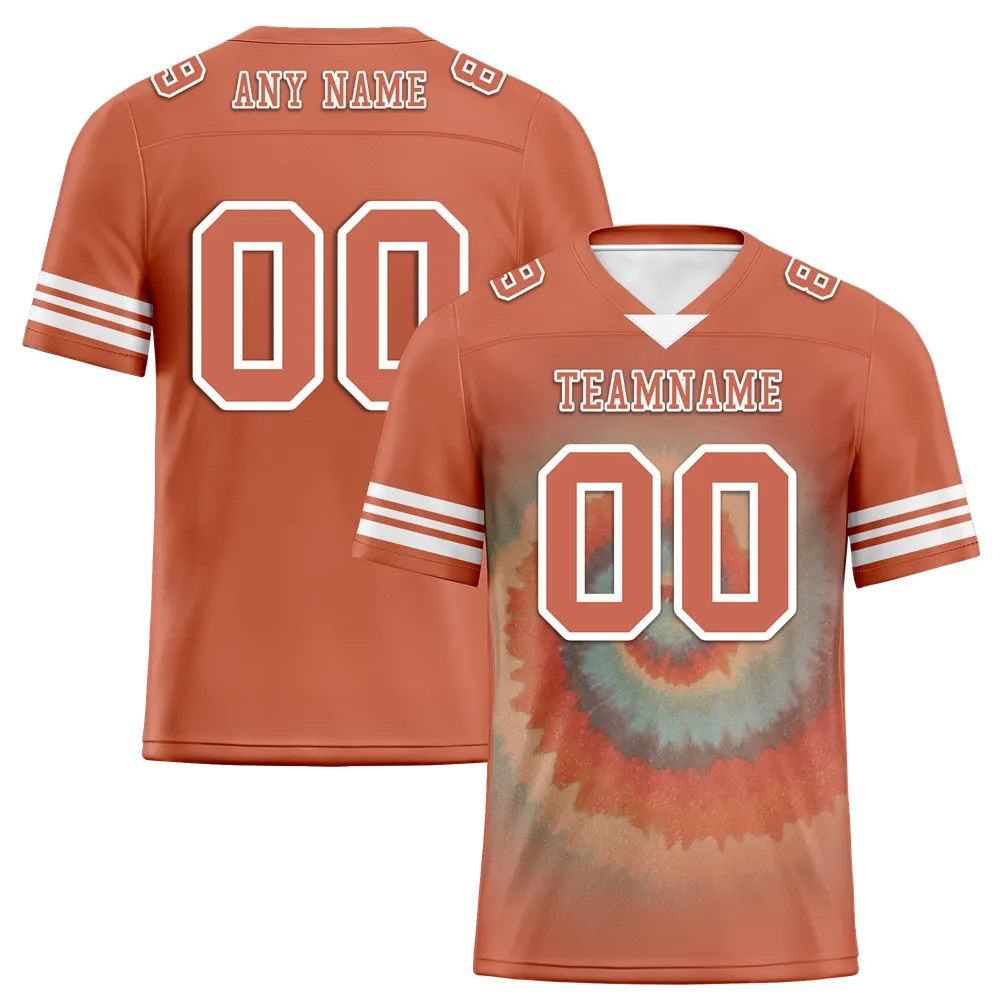 Custom Orange Tie Dye Orange Personalized Authentic Football Jersey FBJ02-bc0fa7d
