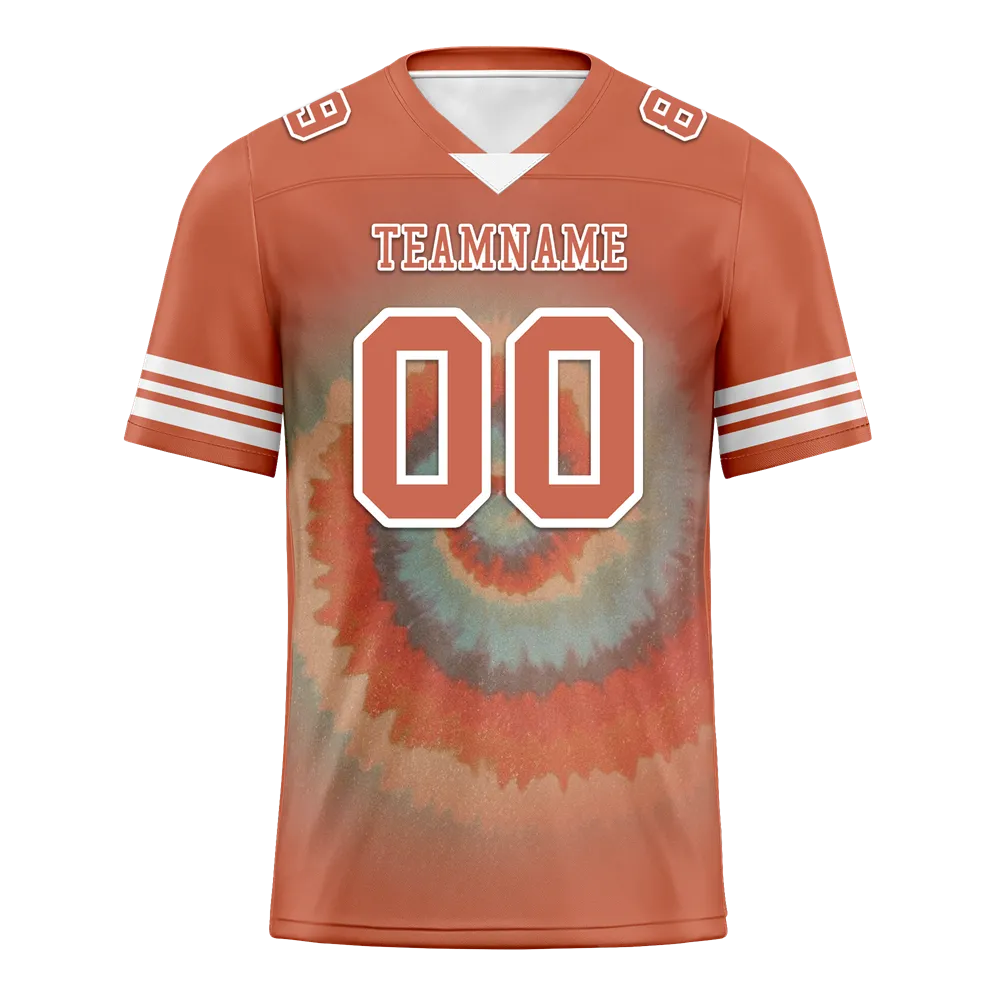 Custom Orange Tie Dye Orange Personalized Authentic Football Jersey FBJ02-bc0fa7d