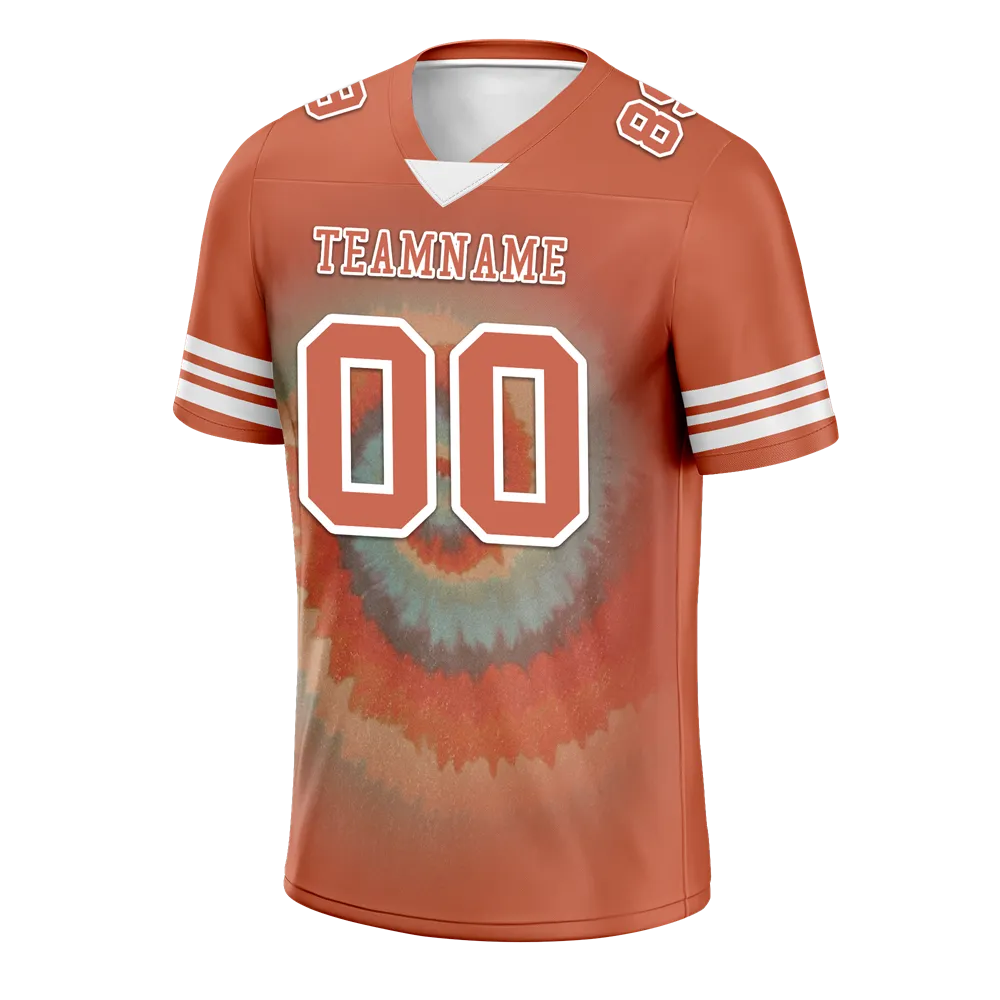 Custom Orange Tie Dye Orange Personalized Authentic Football Jersey FBJ02-bc0fa7d