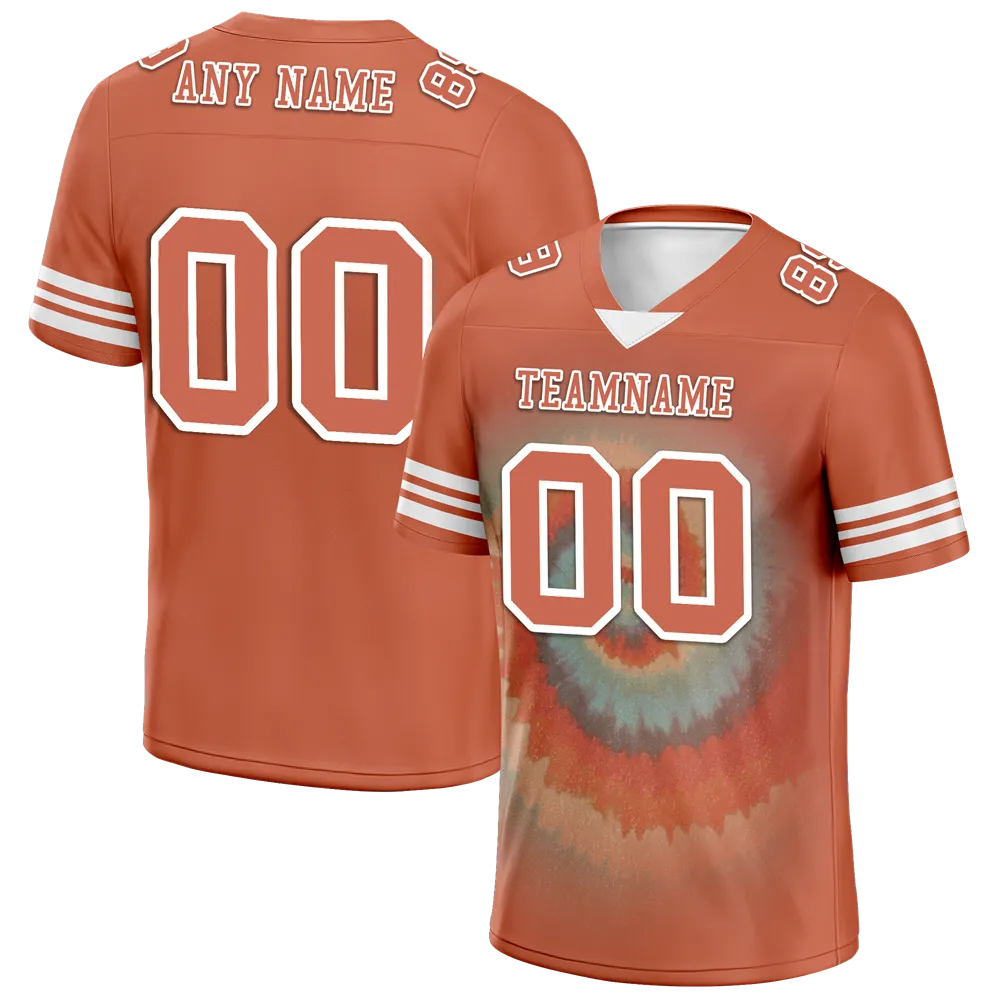 Custom Orange Tie Dye Orange Personalized Authentic Football Jersey FBJ02-bc0fa7d