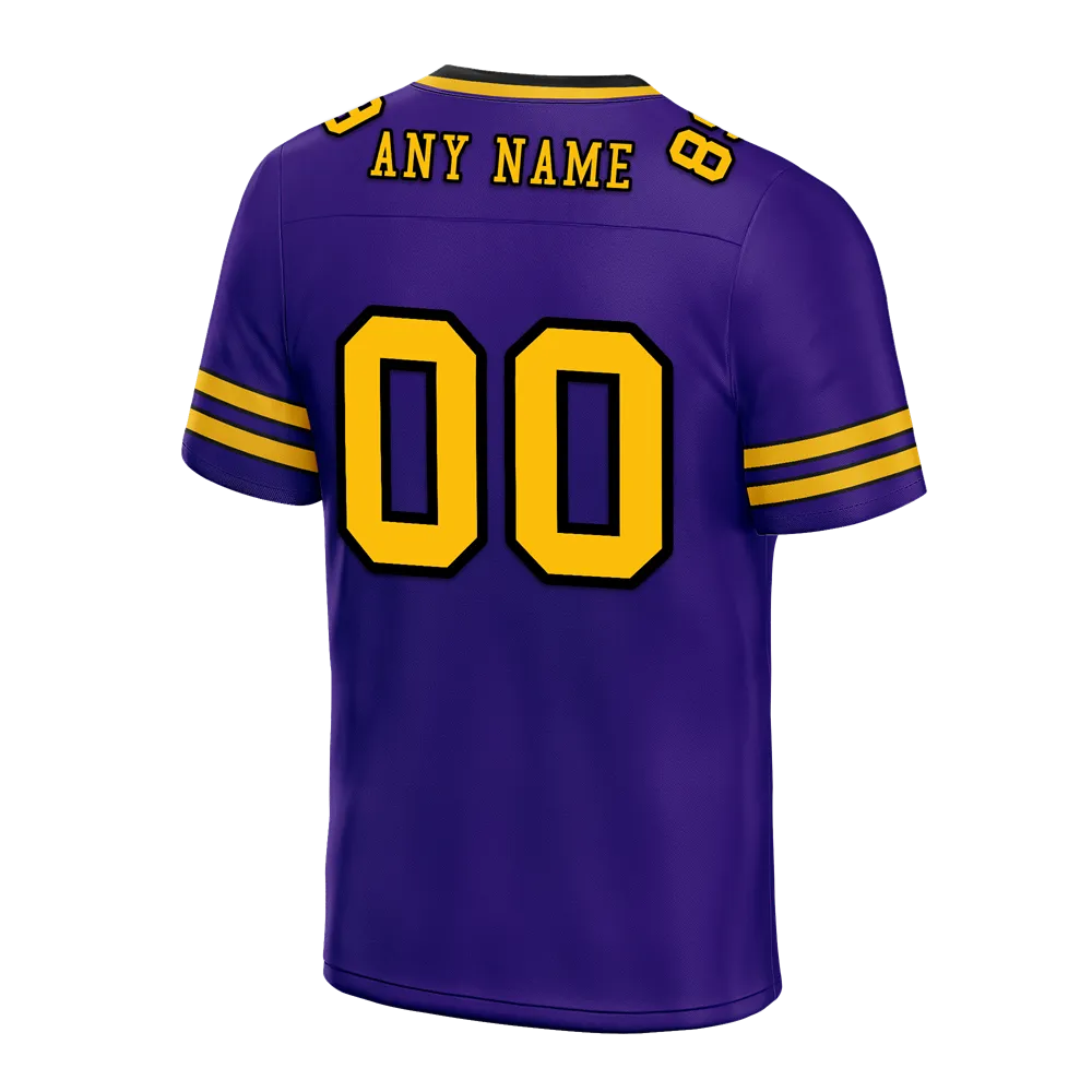 Custom Purple Sleeve Stripes Yellow Personalized Authentic Football Jersey FBJ02-bc0f087
