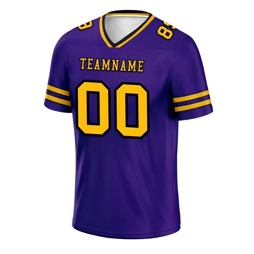 Custom Purple Sleeve Stripes Yellow Personalized Authentic Football Jersey FBJ02-bc0f087