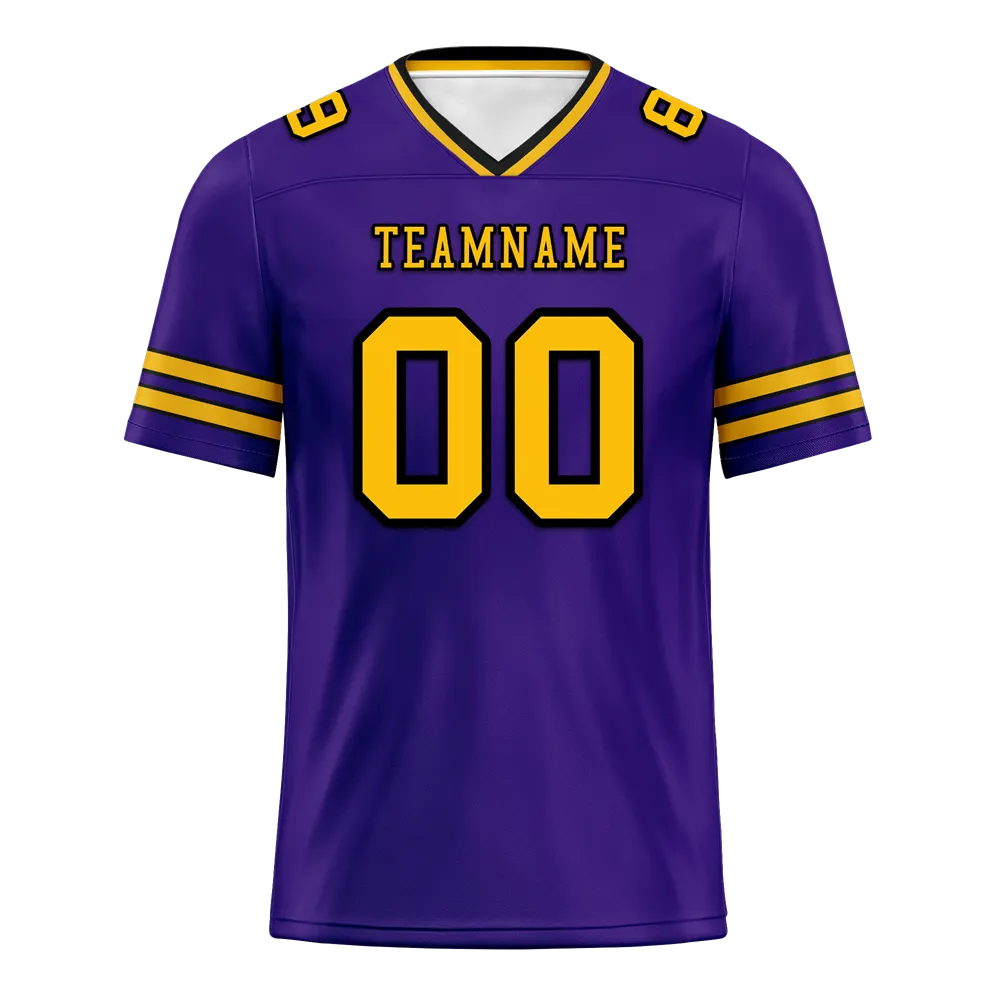Custom Purple Sleeve Stripes Yellow Personalized Authentic Football Jersey FBJ02-bc0f087