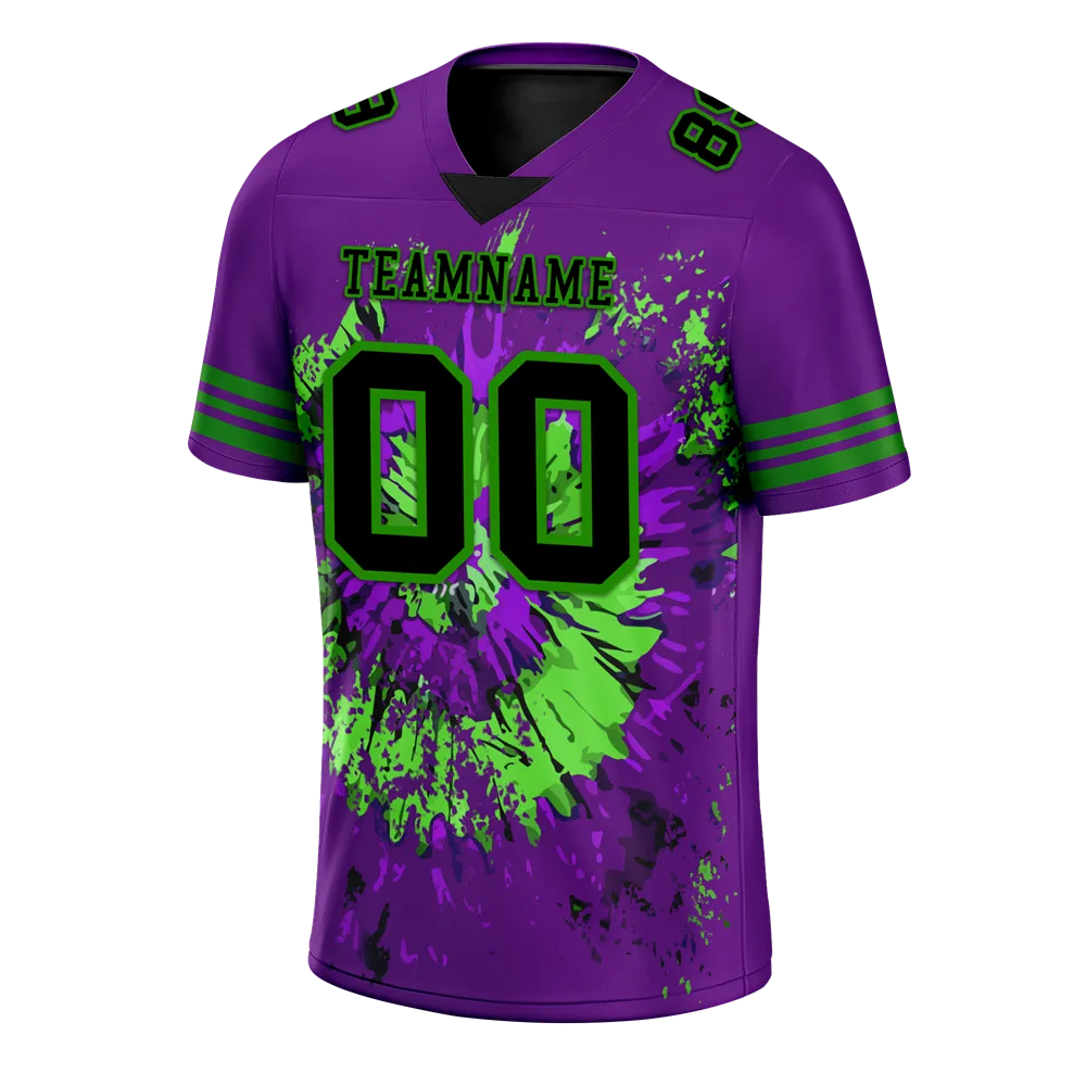 Custom Purple Tie Dye Black Personalized Authentic Football Jersey FBJ02-bc0fa8e