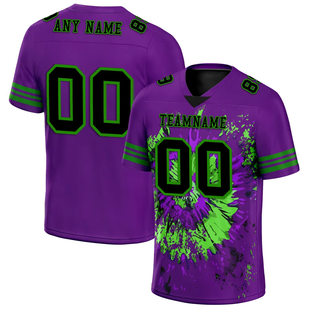 Custom Purple Tie Dye Black Personalized Authentic Football Jersey FBJ02-bc0fa8e