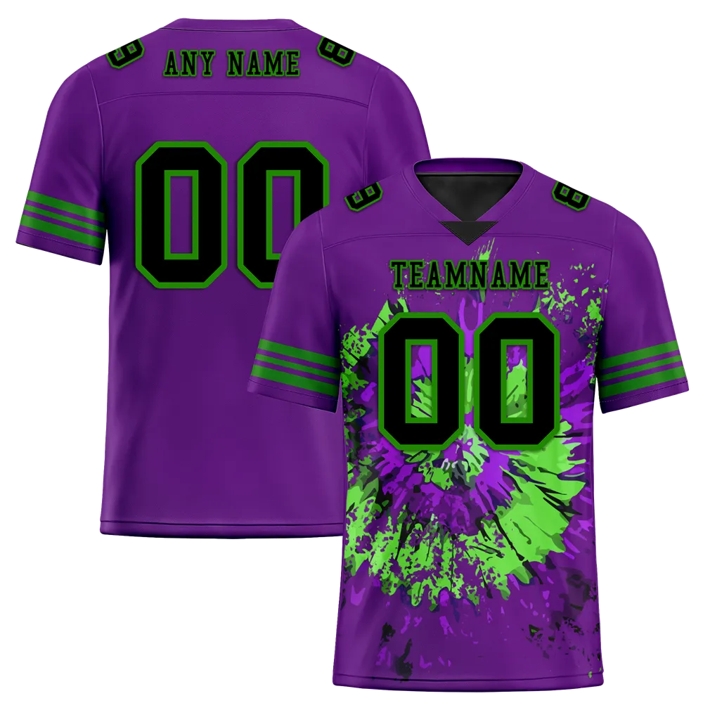Custom Purple Tie Dye Black Personalized Authentic Football Jersey FBJ02-bc0fa8e