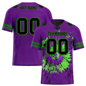Custom Purple Tie Dye Black Personalized Authentic Football Jersey FBJ02-bc0fa8e