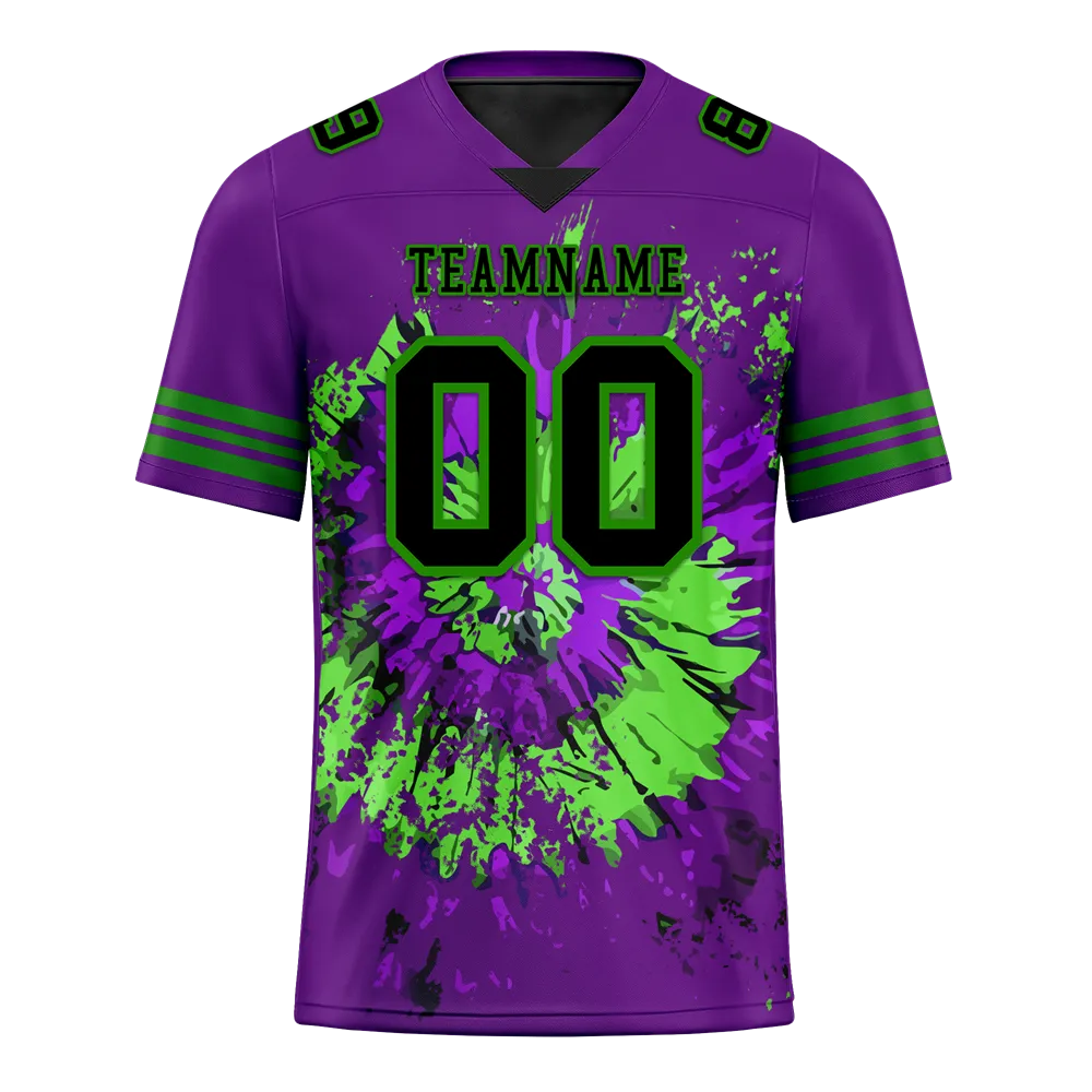 Custom Purple Tie Dye Black Personalized Authentic Football Jersey FBJ02-bc0fa8e