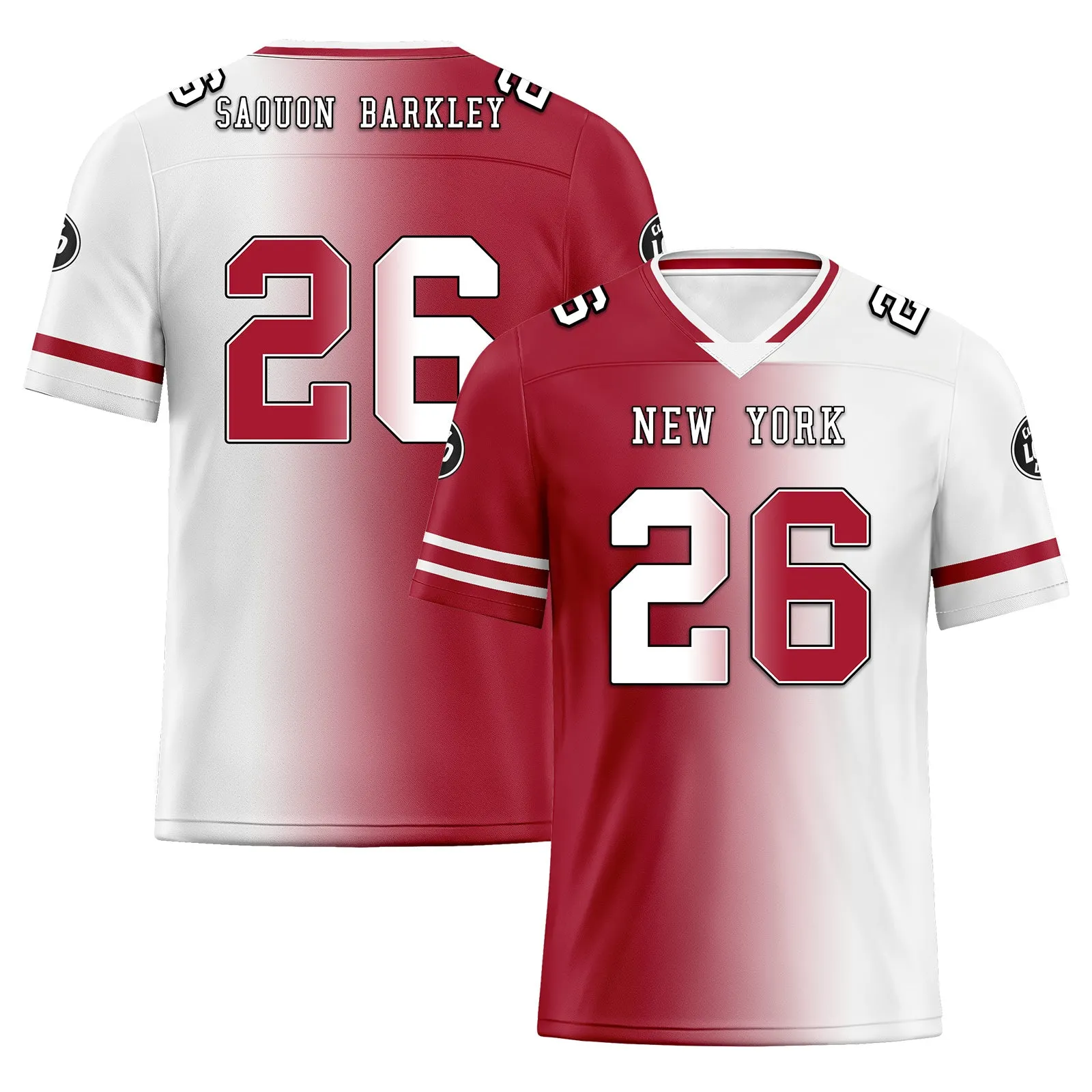 Custom White Red New York Personalized Authentic Football Jersey FBJ02-D028017-11