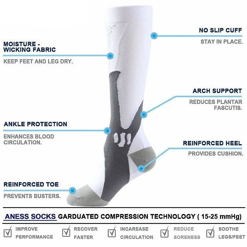 Cuzcare Compression Socks Unisex Anti-cramping Breathable Knee-high Stockings