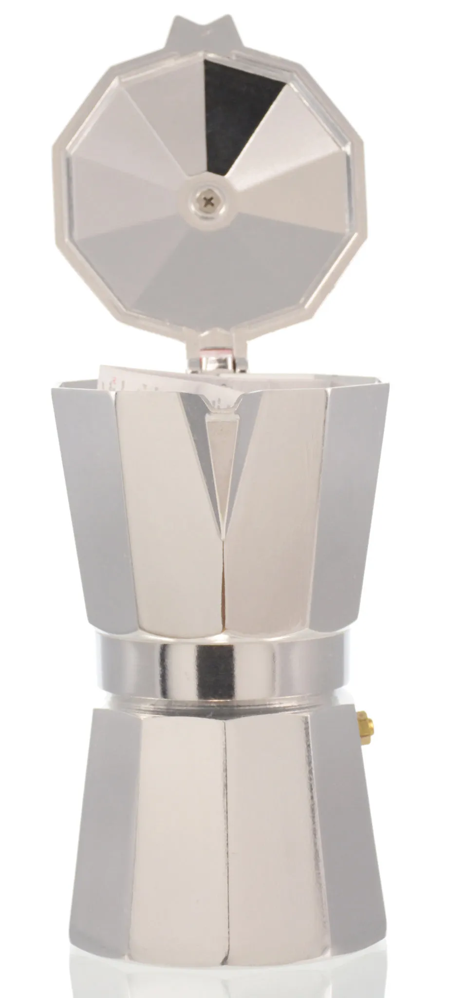 Espresso Coffee Maker Moka Pot: PEDRINI ITALY Polished Aluminium Stovetop Espresso Maker - Red & Chrome, available in 4 sizes