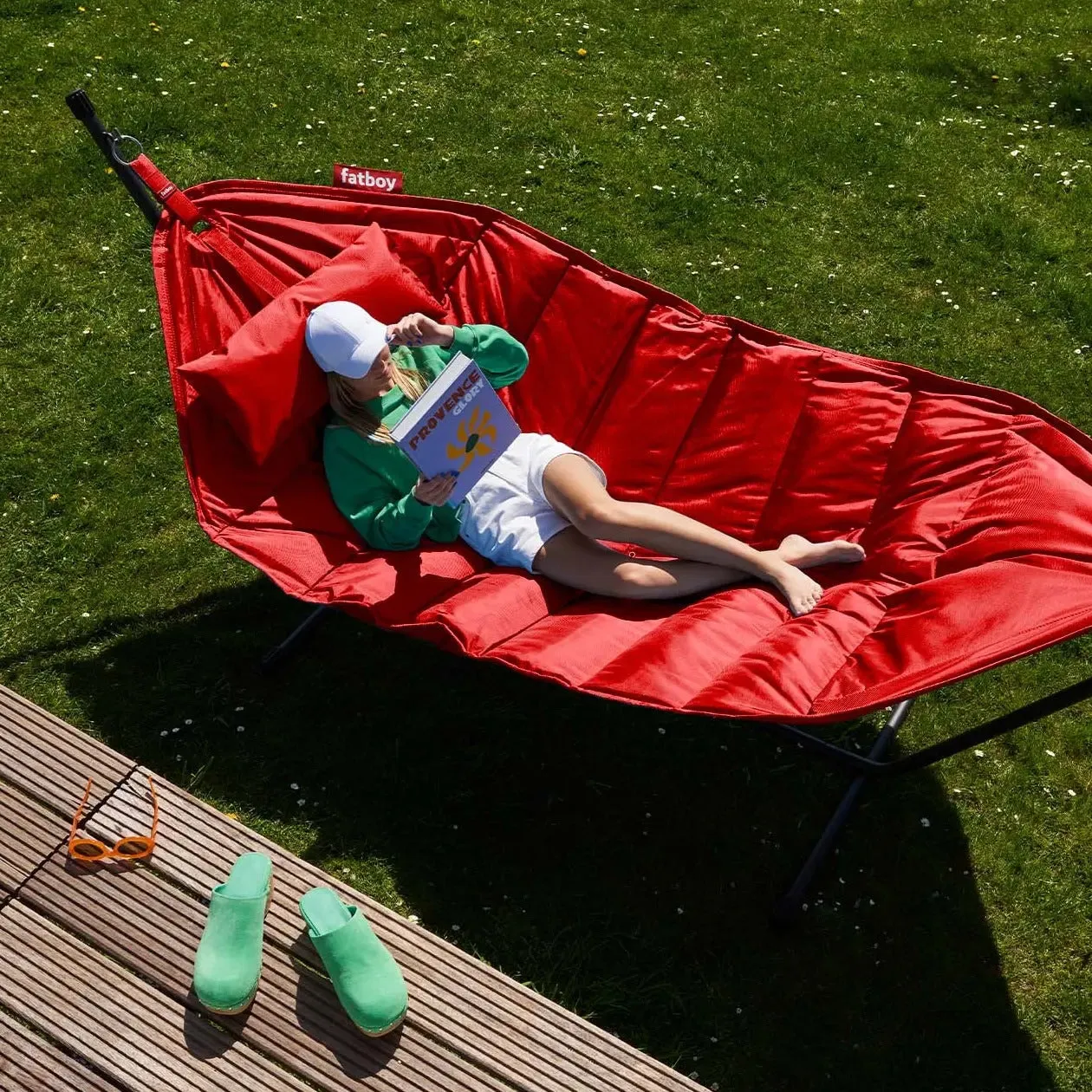 Fatboy Superb Hammock Swing and Stand with Pillow (Red)
