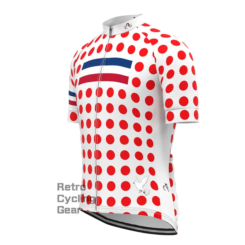 French ride polka dots Short Sleeves Cycling Jersey