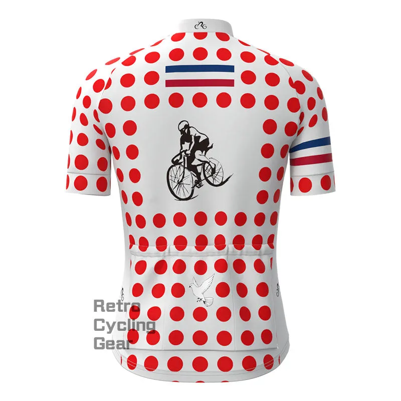 French ride polka dots Short Sleeves Cycling Jersey