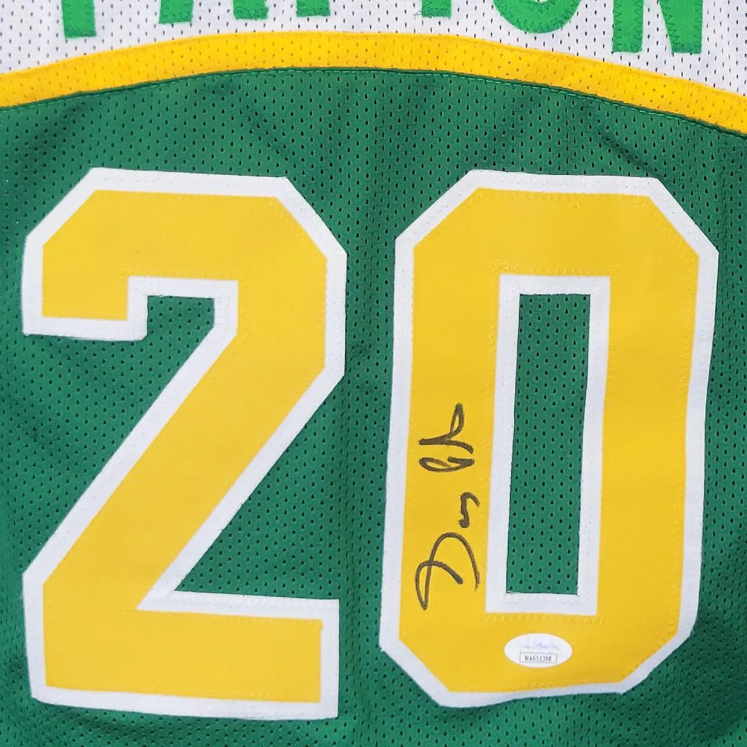 Gary Payton Signed Seattle Green Basketball Jersey (JSA)