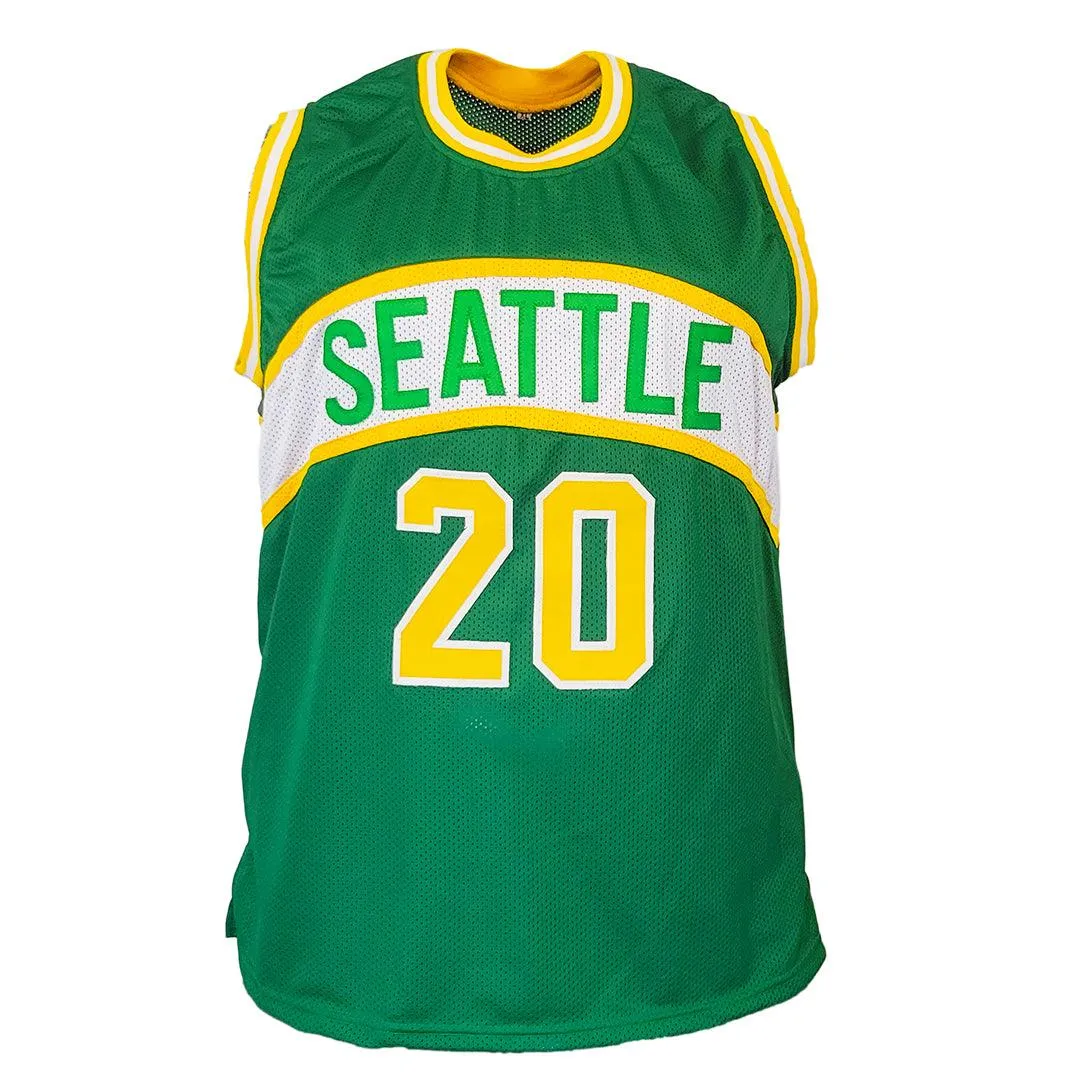 Gary Payton Signed Seattle Green Basketball Jersey (JSA)