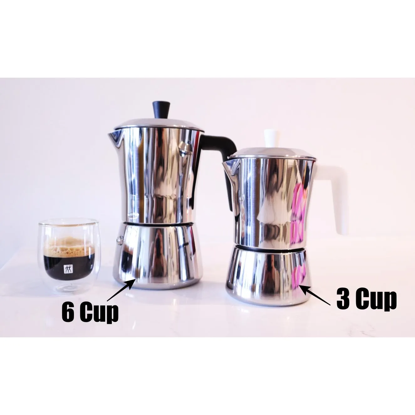 Giannini TUA - 6 cup Stainless Steel Stove Top Espresso Maker (Black Handle)