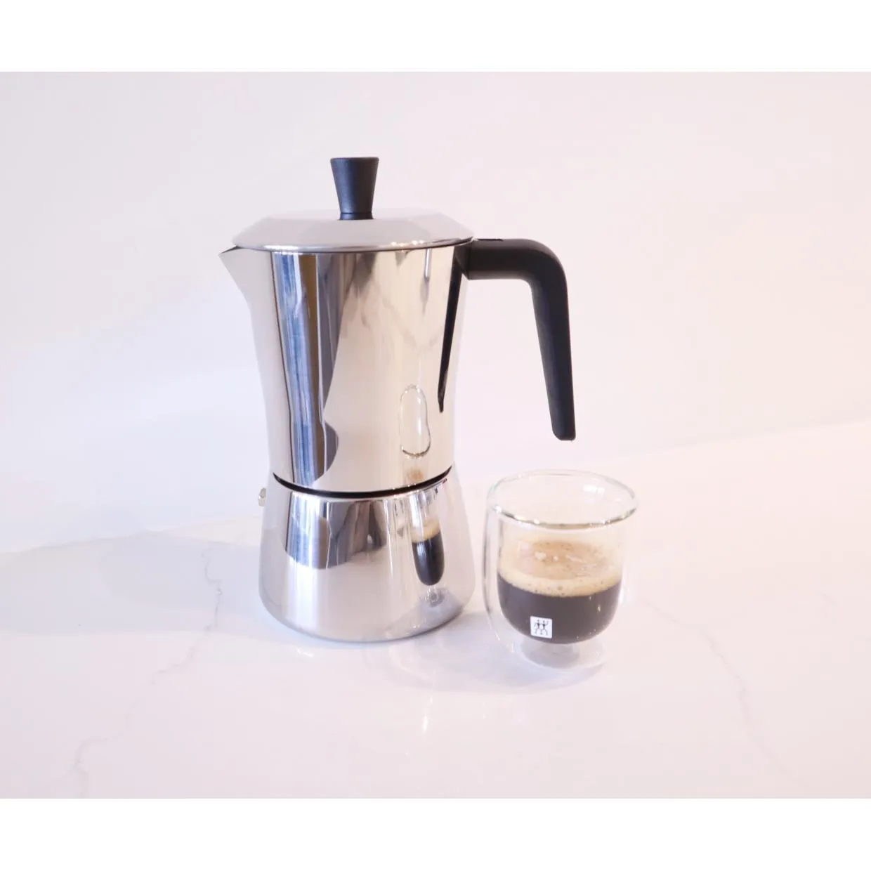 Giannini TUA - 6 cup Stainless Steel Stove Top Espresso Maker (Black Handle)