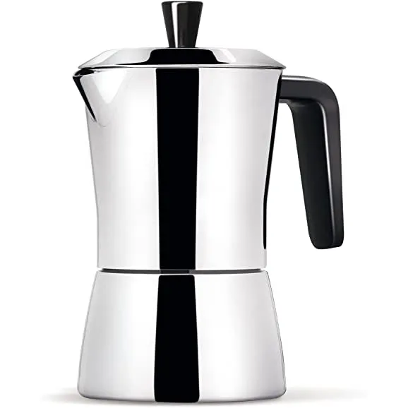 Giannini TUA - 6 cup Stainless Steel Stove Top Espresso Maker (Black Handle)