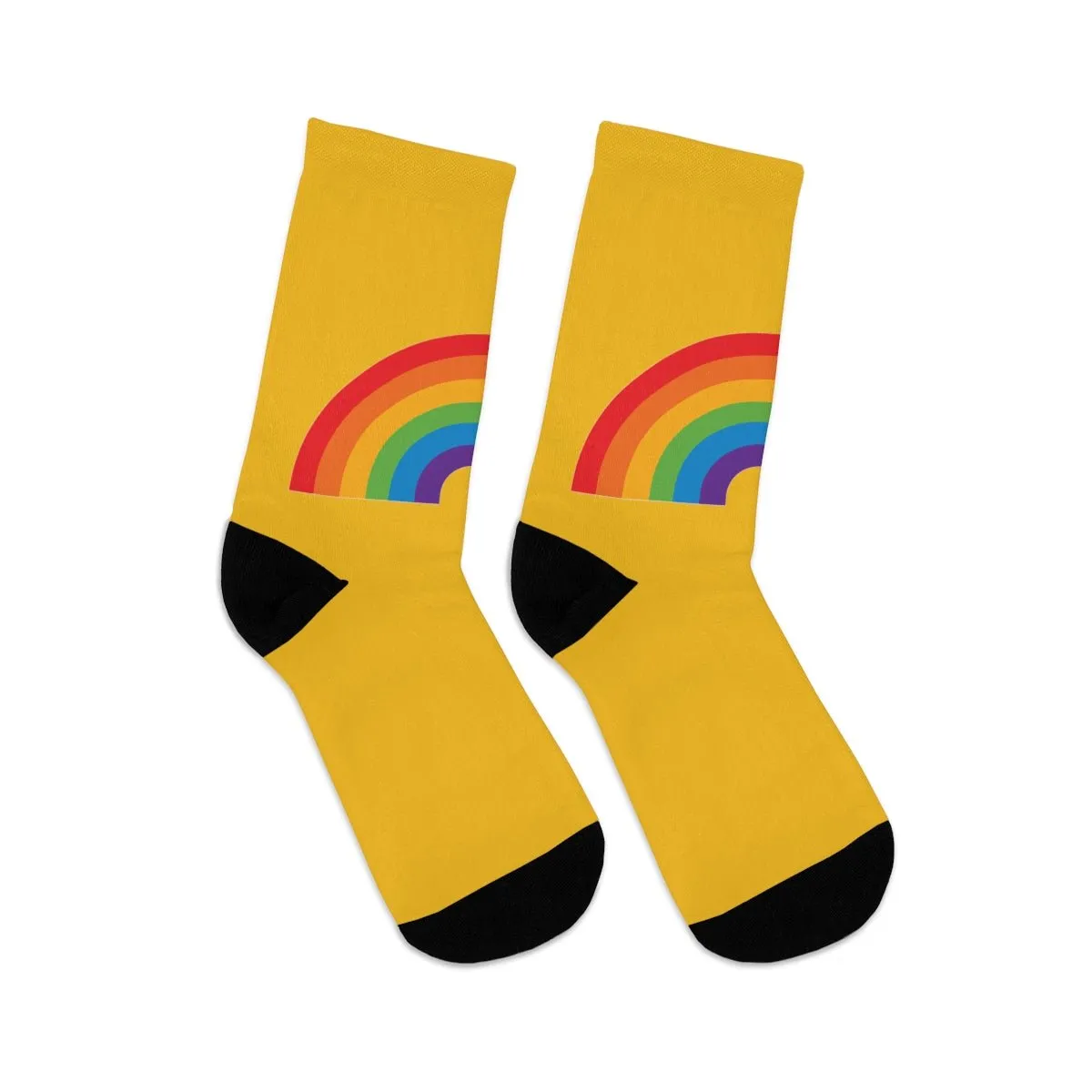 Gold Rainbow Socks Yellow Nice Sweet Groovy Fun