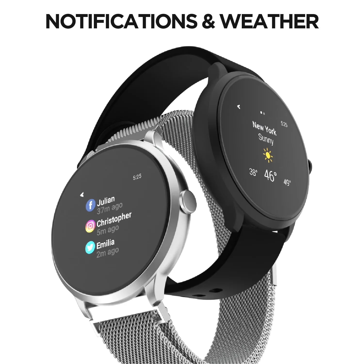 iTouch Sport 3 Special Edition Smart Watch & Fitness Tracker, For Women and Men, (43mm), RoseGold Case, Black Band