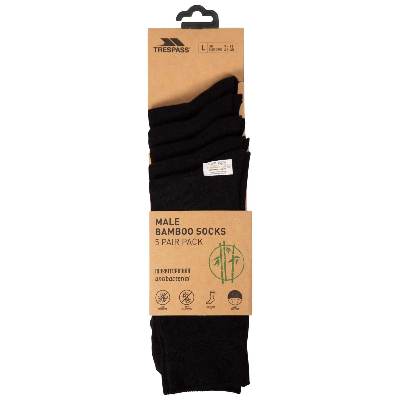 Trespass Daily Antibacterial 5 Pack Crew Outdoor Socks