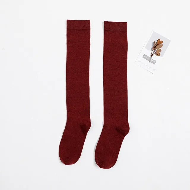 Women's Schoolgirl Cotton Winter Long Socks Clearance
